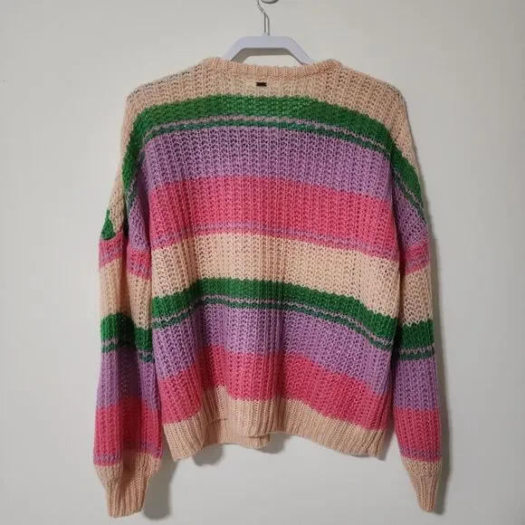 O'Neil Juniors Lake View Striped Drop-Shoulder Sweater Size S Colorful Oversized - Picture 3 of 9